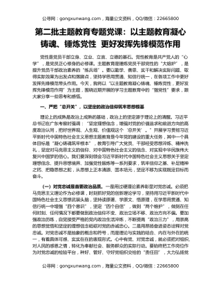 第二批主题教育专题党课：以主题教育凝心铸魂、锤炼党性  更好发挥先锋模范作用