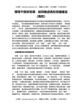 领导干部讲党课：如何推进高校党建建设（高校）