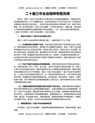 二十届三中全会精神专题党课