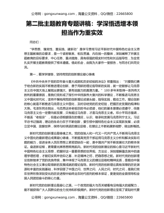 第二批主题教育专题讲稿：学深悟透增本领 担当作为重实效