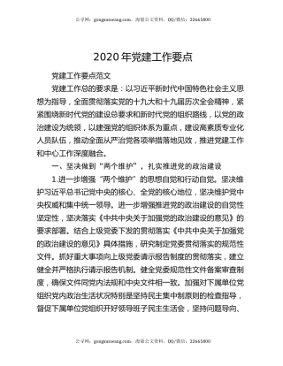 2020年党建工作要点