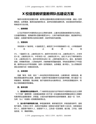 X校信息教研室教师队伍建设方案