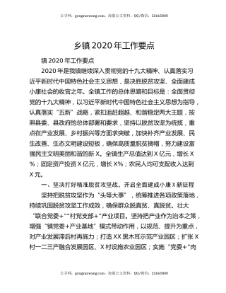 乡镇2020年工作要点