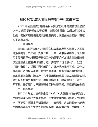 县脱贫攻坚巩固提升专项行动实施方案