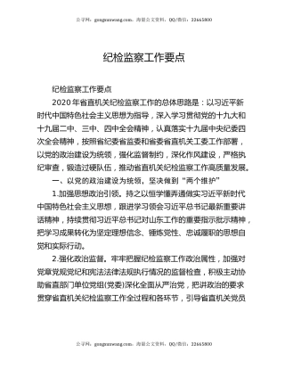 纪检监察工作要点
