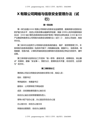 X有限公司网络与信息安全管理办法（试行）