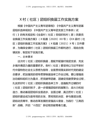X村（社区）团组织换届工作实施方案