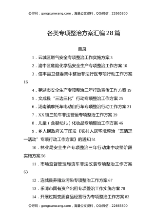 各类专项整治方案汇编28篇