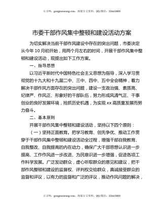 市委干部作风集中整顿和建设活动方案