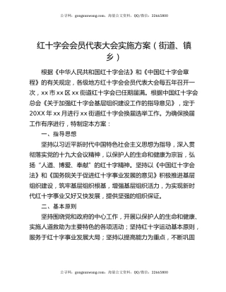红十字会会员代表大会实施方案（街道、镇乡）