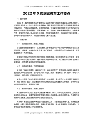 2022年X市继续教育工作要点