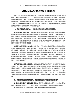 2022年全县组织工作要点