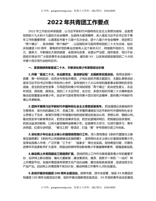 2022年共青团工作要点
