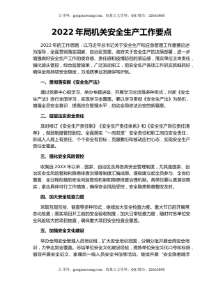 2022年局机关安全生产工作要点