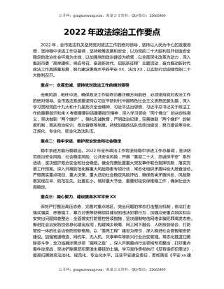 2022年政法综治工作要点