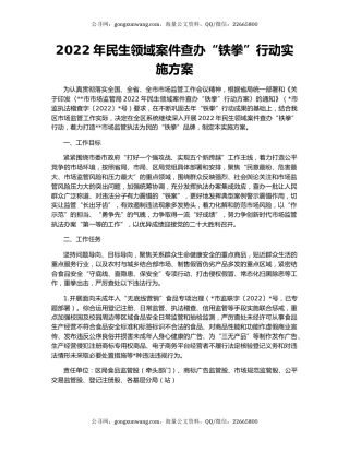 2022年民生领域案件查办“铁拳”行动实施方案