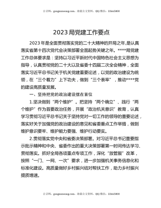2023局党建工作要点