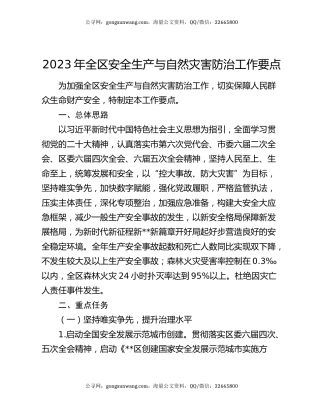 2023年全区安全生产与自然灾害防治工作要点