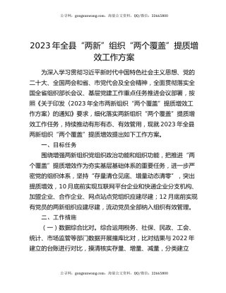 2023年全县“两新”组织“两个覆盖”提质增效工作方案