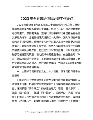 2023年全县普法依法治理工作要点