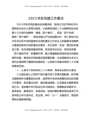 2023年区党建工作要点