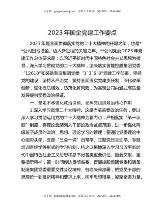 2023年国企党建工作要点