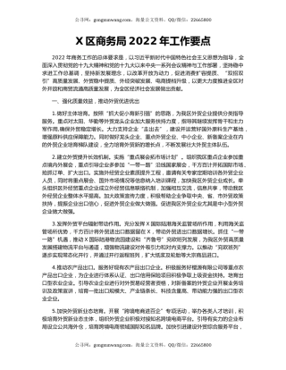 X区商务局2022年工作要点