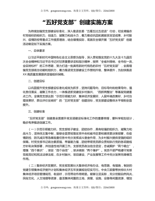 “五好党支部”创建实施方案