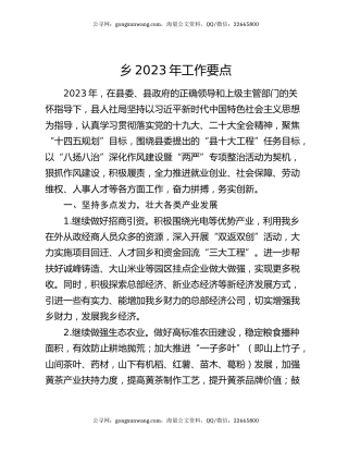 乡2023年工作要点