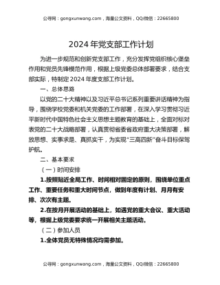 2024年党支部工作计划