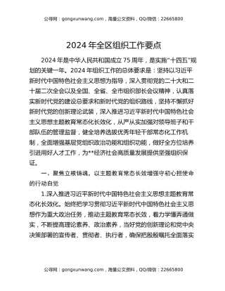2024年全区组织工作要点