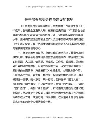 关于加强常委会自身建设的意见