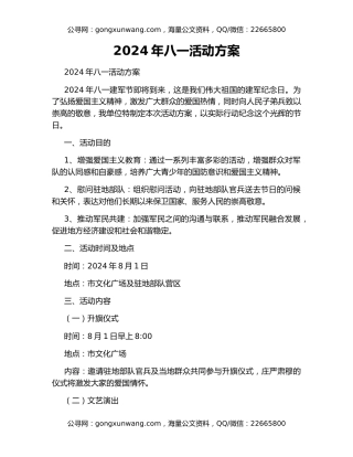 2024年八一活动方案