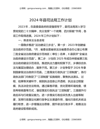 2024年县司法局工作计划