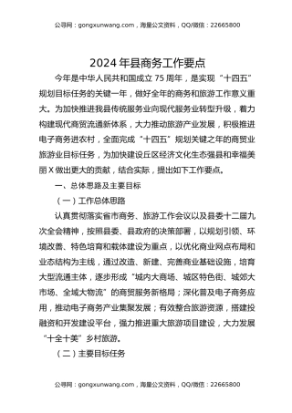 2024年县商务工作要点