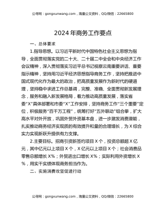 2024年商务工作要点