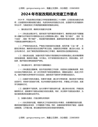 2024年市发改局机关党建工作要点