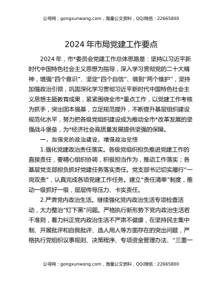 2024年市局党建工作要点