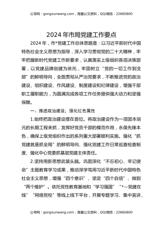 2024年市局党建工作要点(1)
