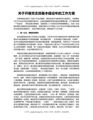 关于开展党支部基本建设年的工作方案