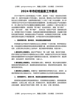 2024年市纪检监委工作要点
