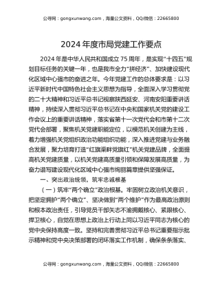 2024年度市局党建工作要点