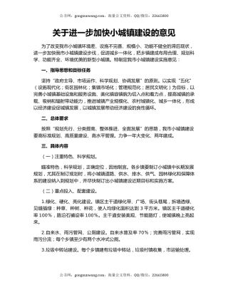 关于进一步加快小城镇建设的意见