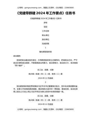 《党建带群建2024年工作要点》任务书