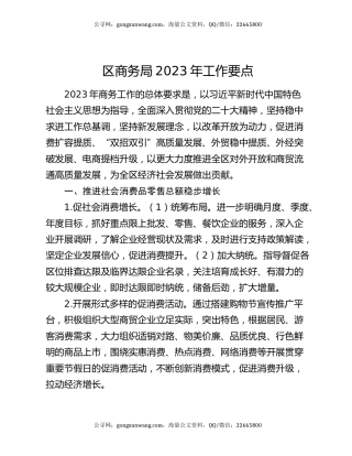 区商务局2023年工作要点