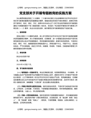 党支部关于开展专题教育的实施方案