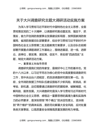 关于大兴调查研究主题大调研活动实施方案