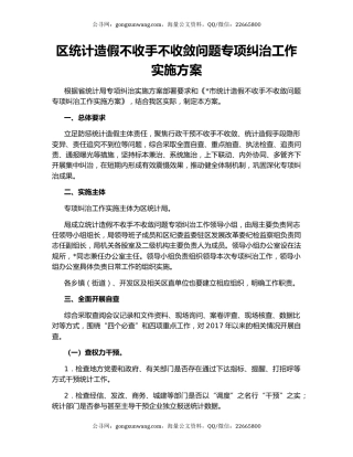 区统计造假不收手不收敛问题专项纠治工作实施方案