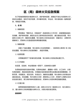 区（局）森林火灾应急预案