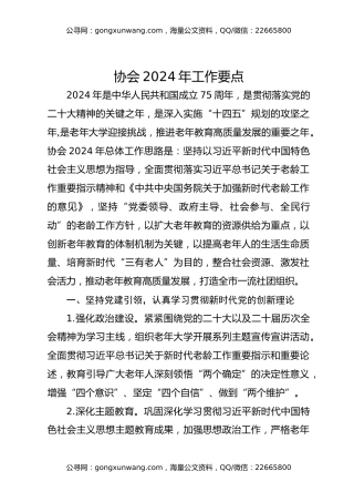 协会2024年工作要点